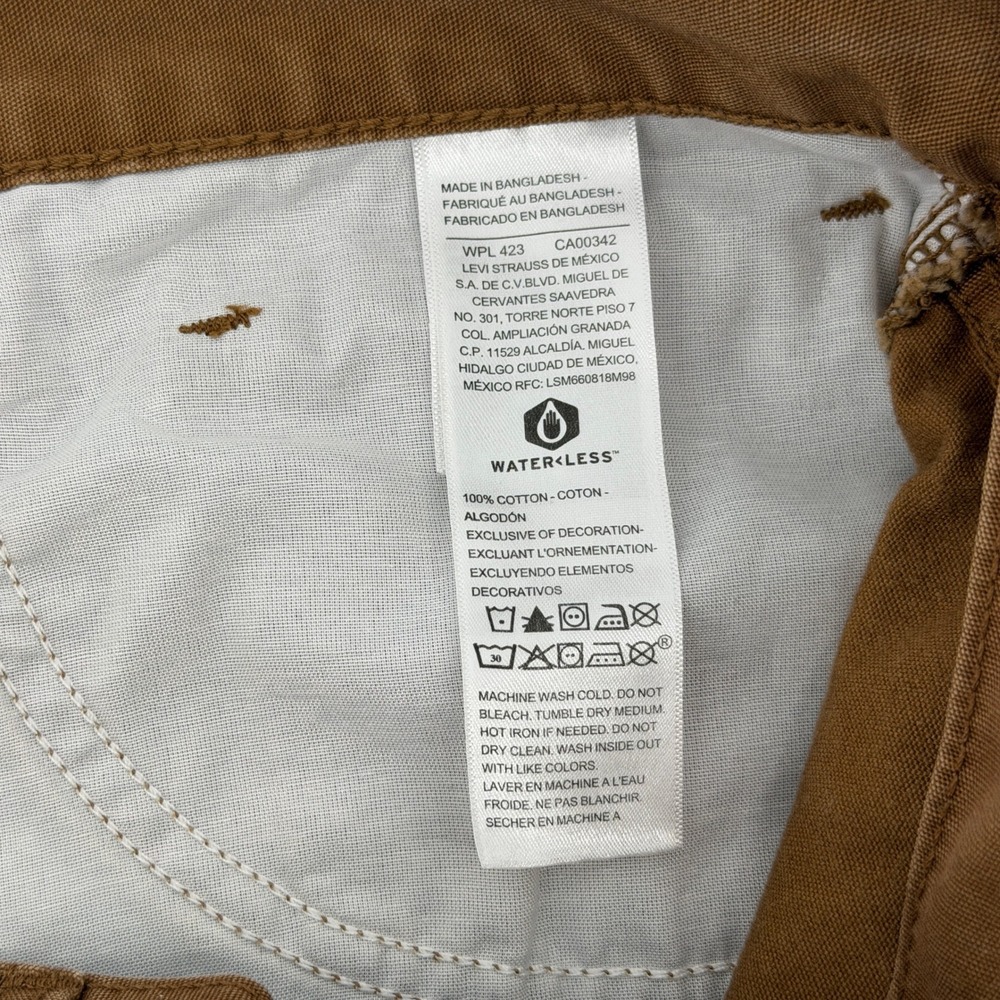 Levi's Denizen Carpenter Pants Mens 34x26 Brown Utility Workwear Relaxed Canvas - Picture 12 of 14
